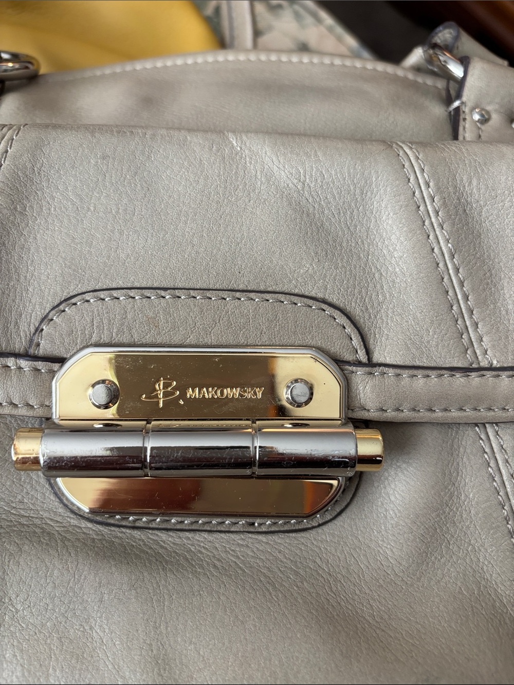 b. makowsky Silver-Tone Leather Shoulder Bag
